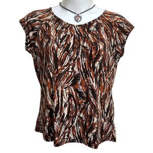 3/$30 Merona Blouse Top Womens XXL Multicolored Abstract Short Sleeve Stretchy